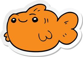 sticker of a cartoon fish vector