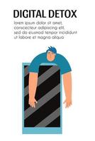 concepto de desintoxicación digital. el hombre está descansando del teléfono inteligente. ilustración vectorial en estilo plano vector