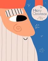 Christmas card with santa claus. Vector hand-drawn illustration.