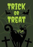 vector de diseño de tarjeta de halloween de gato espeluznante lindo