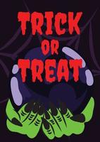 cute spooky whitches hand halloween card design vector