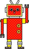 comic book style cartoon happy robot vector