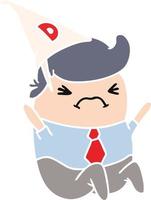 cartoon kawaii man in dunce hat vector