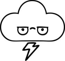 nube de tormenta de dibujos animados de dibujo lineal vector