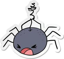 sticker of a cartoon spider vector