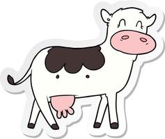 sticker of a cartoon dairy cow vector