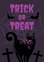 vector de diseño de tarjeta de halloween espeluznante de gato lindo