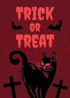 spooky cat halloween card design vector