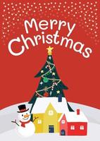 cute christmas card design art vector red background