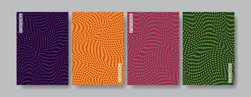 Set Of Wave Color Halftone Template Design in A4 Size For Cover And Poster Design vector