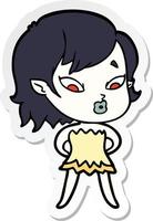 sticker of a cute cartoon vampire girl vector