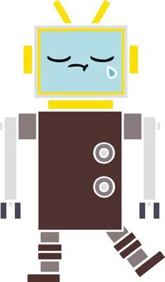 flat color retro cartoon robot