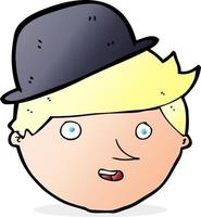 cartoon man wearing british bowler hat vector