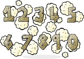 wooden cartoon numbers set vector