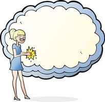 woman standing in front of cloud with space for text vector