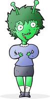 mujer alienígena feliz de dibujos animados vector