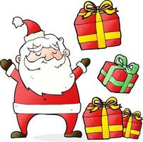 cartoon santa claus with presents vector