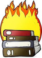 dibujos animados de libros en llamas vector