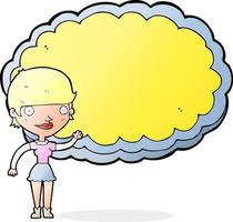 cartoon woman presenting cloud with space for text vector