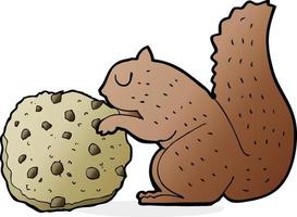 cartoon squirrel eating a cookie vector