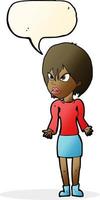 cartoon annoyed woman with speech bubble vector