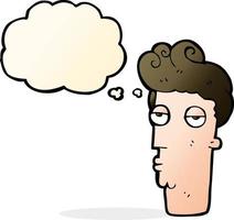 cartoon bored man s face with thought bubble vector