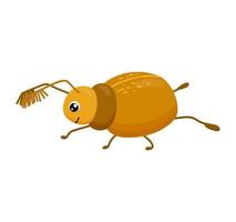 Cute smiling beetle isolated on white background. Funny insect for children. Flat cartoon vector illustration