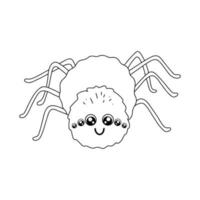 Cute outline spider isolated on white background. Funny insect for childish coloring book. Cartoon vector line illustration