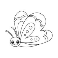 Cute outline butterfly isolated on white background. Funny insect for childish coloring book. Cartoon vector line illustration