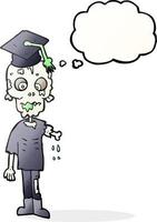 Pensamiento dibujado a mano alzada bubble cartoon zombie estudiante vector