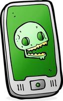 teléfono móvil de dibujos animados con virus vector