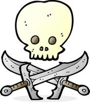 cartoon skull and swords symbol vector