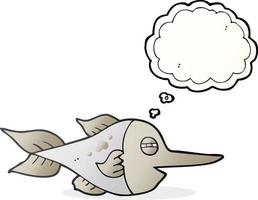 freehand drawn thought bubble cartoon swordfish vector