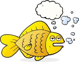 freehand drawn thought bubble cartoon funny fish vector