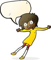 cartoon crazy excited girl with speech bubble vector