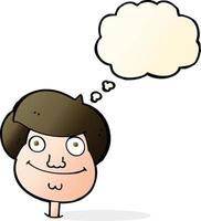 cartoon happy boy s face with thought bubble vector