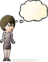 cartoon annoyed woman with thought bubble vector