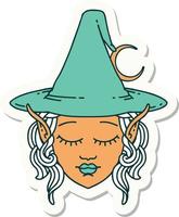 sticker of a elf mage character face vector