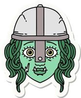 sticker of a orc fighter character face vector