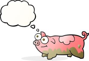 freehand drawn thought bubble cartoon pig vector