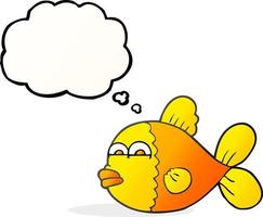 freehand drawn thought bubble cartoon fish vector