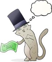 freehand drawn thought bubble cartoon rich cat vector