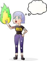 freehand drawn thought bubble cartoon rock girl vector