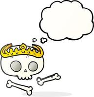 freehand drawn thought bubble cartoon skull wearing tiara vector