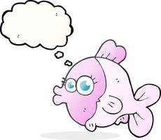 funny freehand drawn thought bubble cartoon fish with big pretty eyes vector