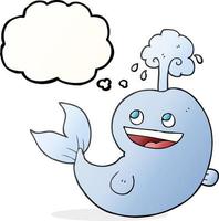 freehand drawn thought bubble cartoon whale spouting water vector