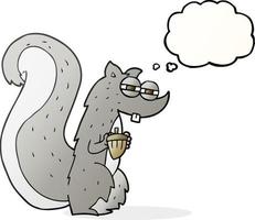 freehand drawn thought bubble cartoon squirrel with nut vector