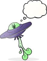 freehand drawn thought bubble cartoon alien spaceship vector