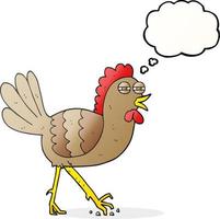 freehand drawn thought bubble cartoon chicken vector