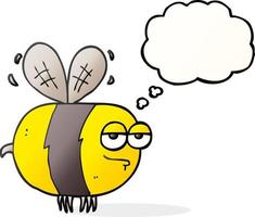 freehand drawn thought bubble cartoon unhappy bee vector